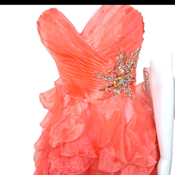 Cinderella Coral  Pink Formal Event Dress - Picture 8 of 9